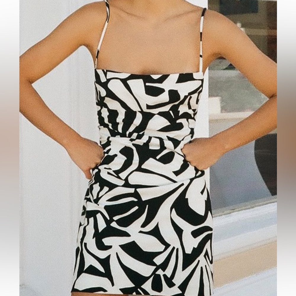 Zara printed linen blend dress